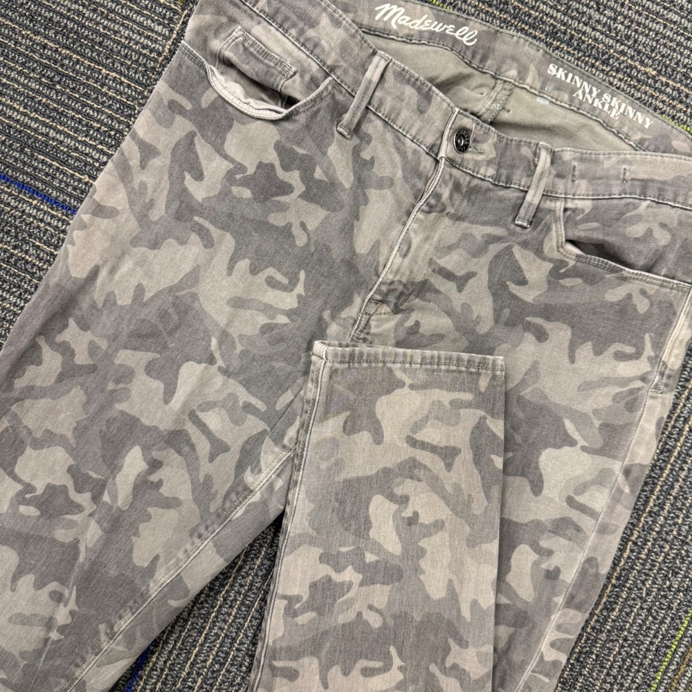 Madewell Skinny Skinny Ankle Jeans Womens 32 Grey Camo Excellent Stretch Denim